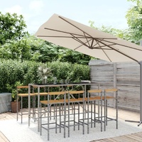 Garden Bar Set Poly Rattan& Solid Wood Acacia