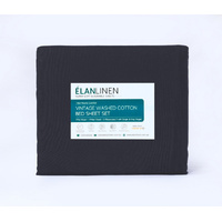 Elan Linen 100% Egyptian Cotton Vintage Washed 500TC Charcoal Queen Bed Sheets Set