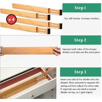 4 Pack Bamboo Adjustable Kitchen Drawer Dividers (Large, 44-55 cm)