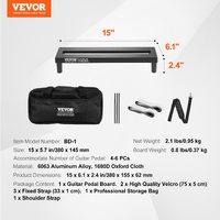 VEVOR Guitar Pedal Board, 15'' x 5.7'', Aluminum Alloy 0.8 lbs Super Light Guitar Effects PedalBoard with Carry Bag High Quality Velcro Fixed Strap Sh