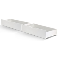 Set of 2 Bed Frame Storage Drawers Timber Trundle for Wooden Bed Frame Base White