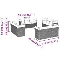 12 Piece Garden Sofa Set with Cushions Black Poly Rattan