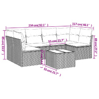 7 Piece Garden Sofa Set with Cushions Black Poly Rattan