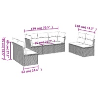 7 Piece Garden Sofa Set with Cushions Black Poly Rattan