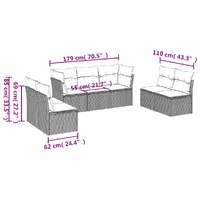 7 Piece Garden Sofa Set with Cushions Black Poly Rattan