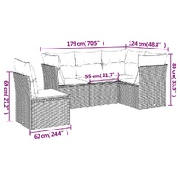5 Piece Garden Sofa Set with Cushions Beige Poly Rattan