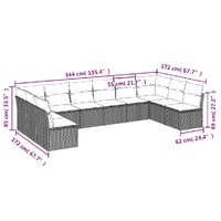 10 Piece Garden Sofa Set with Cushions Beige Poly Rattan