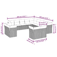 13 Piece Garden Sofa Set with Cushions Grey Poly Rattan