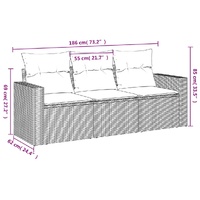 3 Piece Garden Sofa Set with Cushions Black Poly Rattan