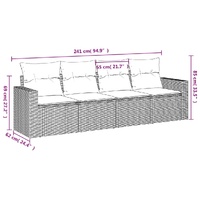 4 Piece Garden Sofa Set with Cushions Grey Poly Rattan