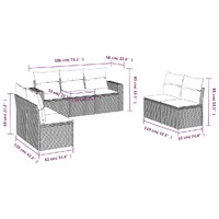 7 Piece Garden Sofa Set with Cushions Black Poly Rattan