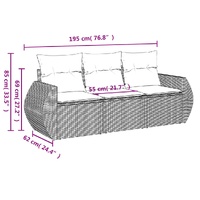 3 Piece Garden Sofa Set with Cushions Black Poly Rattan