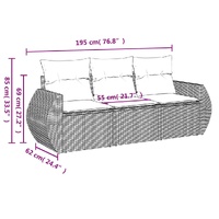 3 Piece Garden Sofa Set with Cushions Beige Poly Rattan