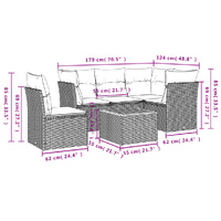6 Piece Garden Sofa Set with Cushions Beige Poly Rattan