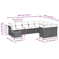 10 Piece Garden Sofa Set with Cushions Beige Poly Rattan