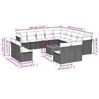14 Piece Garden Sofa Set with Cushions Beige Poly Rattan