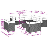 14 Piece Garden Sofa Set with Cushions Beige Poly Rattan