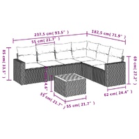7 Piece Garden Sofa Set with Cushions Beige Poly Rattan