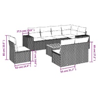 9 Piece Garden Sofa Set with Cushions Beige Poly Rattan