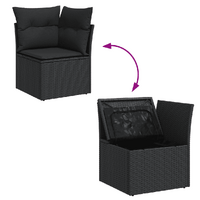 3 Piece Garden Sofa Set with Cushions Black Poly Rattan