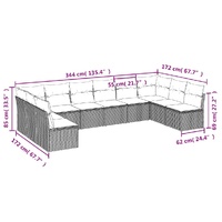 10 Piece Garden Sofa Set with Cushions Black Poly Rattan