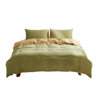 Cosy Club Washed Cotton Quilt Set Yellow Lime Double