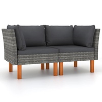 Sofa Poly Rattan and Solid Eucalyptus Wood