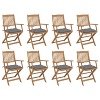 Folding Garden Chairs with Cushions Solid Wood Acacia