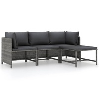 Sectional Sofa with Cushions Poly Rattan