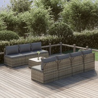 Garden Lounge Set with Cushions Grey Poly Rattan