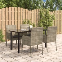 Garden Dining Set with Cushions Poly Rattan