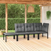 Garden Chair with Cushions Black and Grey Poly Rattan