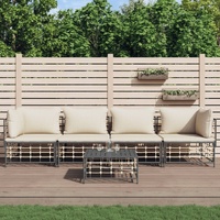 Garden Lounge Set with Cushions Anthracite Poly Rattan