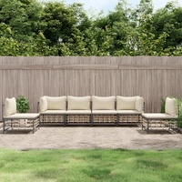 Garden Lounge Set with Cushions Anthracite Poly Rattan