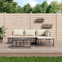 Garden Lounge Set with Cushions Anthracite Poly Rattan