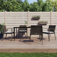 Garden Dining Set with Cushions Poly Rattan and Steel