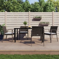 Garden Dining Set with Cushions Poly Rattan and Steel