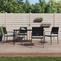 Garden Dining Set with Cushions Poly Rattan and Steel