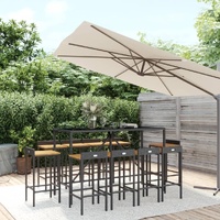 Garden Bar Set Poly Rattan& Solid Wood Acacia