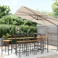 Garden Bar Set Poly Rattan& Solid Wood Acacia