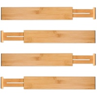 4 Pack Bamboo Adjustable Kitchen Drawer Dividers (Large, 44-55 cm)