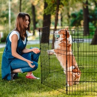 VEVOR Dog Playpen, 8 Pcs 30"H x 24"W Panels Foldable Metal Pet Exercise Pen, Dog Fence Indoor and Outdoor Pen with Door, 600D Oxford Fabric Bottom Pad