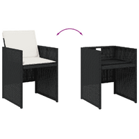11 Piece Garden Dining Set with Cushions Black Poly Rattan