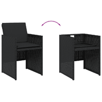 11 Piece Garden Dining Set with Cushions Black Poly Rattan