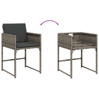 9 Piece Garden Dining Set with Cushions Grey Poly Rattan