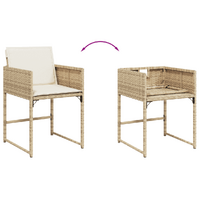 9 Piece Garden Dining Set with Cushions Beige Poly Rattan