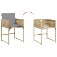 15 Piece Garden Dining Set with Cushions Mix Beige Poly Rattan
