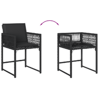 9 Piece Garden Dining Set with Cushions Black Poly Rattan