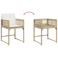 15 Piece Garden Dining Set with Cushions Beige Poly Rattan
