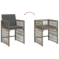 17 Piece Garden Dining Set with Cushions Grey Poly Rattan